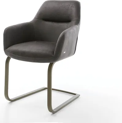 Produktbild von DELIFE Freischwinger Pejo-Flex Mikrofaser Anthrazit Vintage Freischwinger flach Effektfinish Titan Taschenfederkern