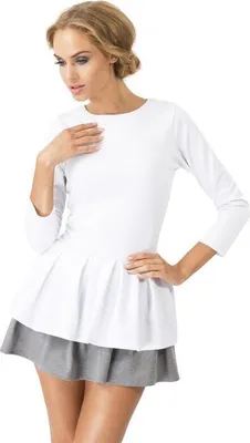 Produktbild von Kleid Tunika Mini-Kleid mit 2 Farbig Top; Weiß/Grau S/36