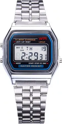 Produktbild von Stylische Silberne Digitaluhr mit Stoppuhr und Alarm KP6242