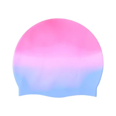 Produktbild von Unisex Silikon Badekappe, Elastische Rutschfeste Schwimmkappe, Weich Wasserdichte Bademütze, Rosa