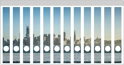 Produktbild von Wallario Ordnerrücken Sticker, selbstklebend für schmale Ordner, 12 Stück, Motiv Skyline von San Francisco