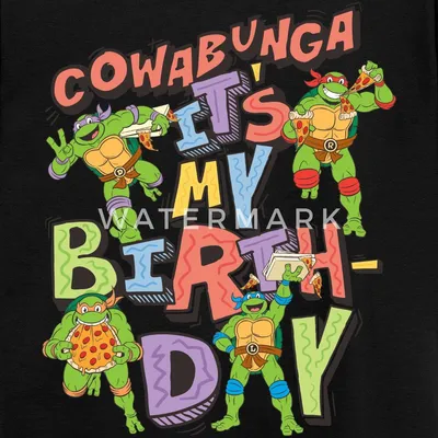 Produktbild von Spreadshirt Teenage Mutant Ninja Turtles It's My Birthday Teenager T-Shirt, 134/146 (9-11 Jahre), Schwarz