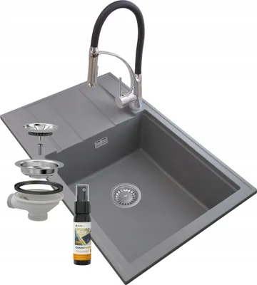 Produktbild von Granitan | Granitspüle LOUIS - 800 x 500 mm - Grau - Minimalistisch und langlebig - inkl. NEXO Armatur