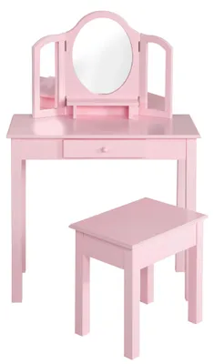 Produktbild von roba Schmink- & Frisiertisch, Kinderanrichte / Schminktisch mit Schminkspiegel u. Hocker, rosa
