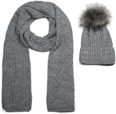 Produktbild von styleBREAKER Uni Strick Schal und Mütze Set mit Flecht Muster, Thermo-Fleece Innenfutter, Winter 01018212