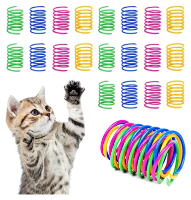 Produktbild von 20 Stück Katzenspielzeug Spirale, Interaktives Buntes Kunststoffspielzeug für Katzen