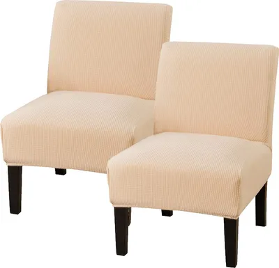 Obrázek produktu pro 2 kusy Stretch Armless Chair Cover, vodoodpudivé žakárové kryty židlí Odnímatelné omyvatelné kryty křesel, Accent Chair Cover, béžová barva