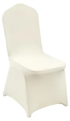 Immagine prodotto di 100 pezzi coprisedia in Spandex elasticizzato - colore: avorio, adatto per sedie pieghevoli, ideale per matrimoni, feste ed eventi, facile da pulire
