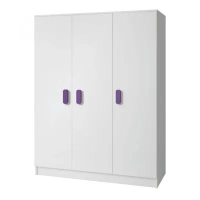 Produktbild von Dreitüriger Kleiderschrank für Kinderzimmer SVEN 1, Griffe – Breite 120 cm, lila