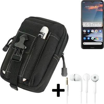 Produktbild von K-S-Trade Gürteltache + Kopfhörer kompatibel mit Nokia 5.3 Gürtel Tasche Holster Schutz Hülle Handy Hülle  schwarz inkl. Extrafächer