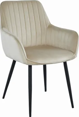 Produktbild von OSILO Stuhl, beiger Samt, schwarze Metallbeine, für Wohnzimmer, Esszimmer, Arbeitszimmer, Schlafzimmer, belastbar bis 110 kg