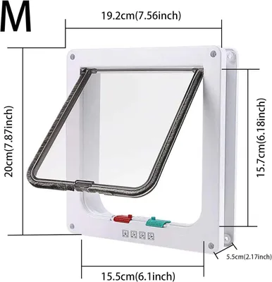 Imagen del producto de Rejilla para gatos con sistema de cierre de 4 vías, tamaño M, color blanco, para puertas de acceso