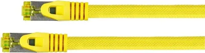 Zdjęcie produktu dla Kabel krosowy Cat 7 RJ45 SFTP z oplotem nylonowym, żółty, 0,25 m