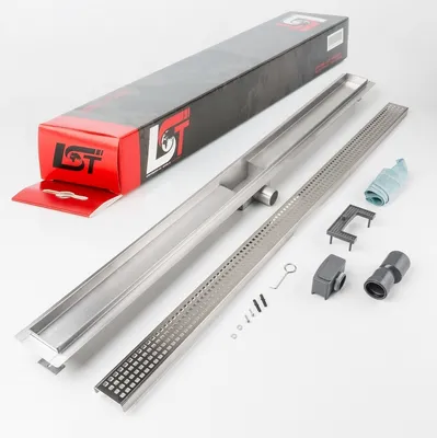 Produktbild von Duschrinne Quadrate 1200 x 70 mm höhenverstellbar Duschablauf Duschrost gelocht