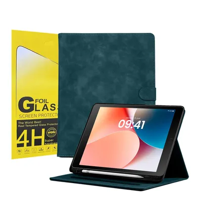 Produktbild von LBH Tablet Schutzhülle + 2x 4H Displayfolie für Apple iPad 7/8/9. Gen 10.2 Zoll Cover Case Schutz Tablet Farbe: Petrol