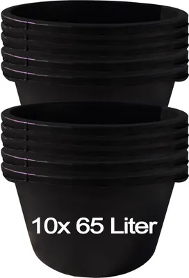 Image de 10 seaux à mortier de 65 litres Seau de chantier Seau à mortier Seau à crépi Seau de maçon Seau