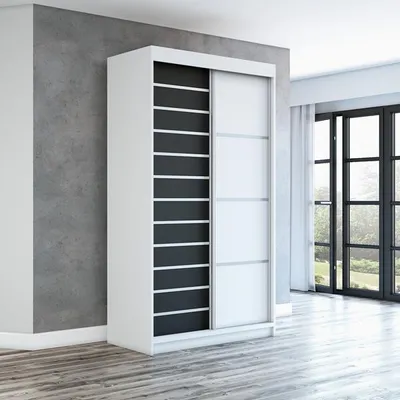 Produktbild von Schwebetürenschrank, 2-türig Schrank! Moderne Garderobe für Kleidung. Verschiedene Farben (Weiß, Schwarz, Somona) Kleiderschrank COLIN 120 cm