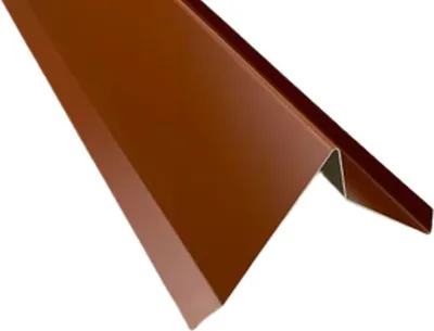 A close-up shot of a brown metal roof flashing.
