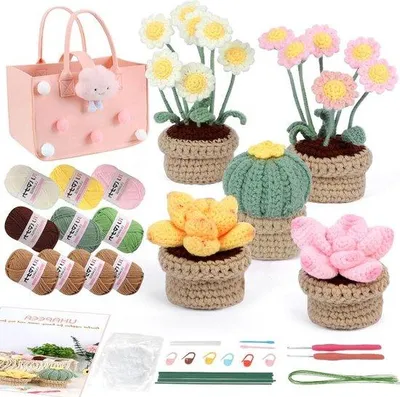 Productafbeelding van Famanu haakset voor beginners - Complete set voor 5 planten