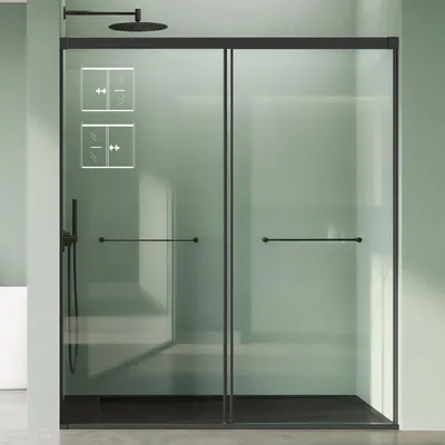 Produktbild von Mai & Mai Duschtür Nischentür dusche mit Doppelschiebetür 140x195cm Schwarz