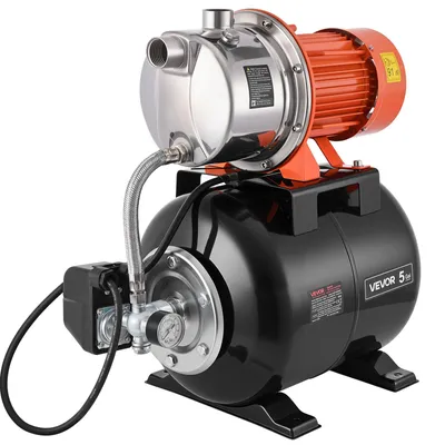 Produktbild von VEVOR Hauswasserwerk 1176 W, 6000 L/h Jetpumpe mit 19 L Druckbehälter, 57 m Förderhöhe, inkl. Automatischem Wasserfördersystem & Edlstahlpumpenkopf, zur Gartenbewässerung & Hauswasserversorgung