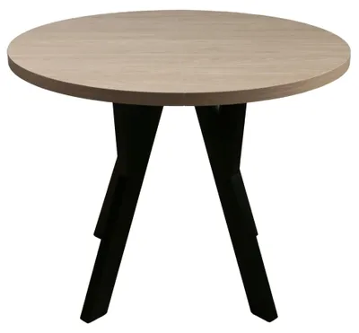 Image de Selsey Osenness - Table de salle à manger extensible aspect chêne avec pieds noirs 100-180x100 cm