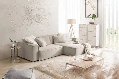Produktbild von KAWOLA Sofa SAMU Ecksofa Feincord beige Recamiere rechts