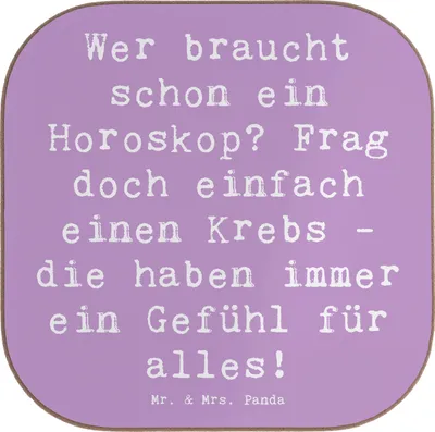 Produktbild von Mr. & Mrs. Panda Untersetzer für Gläser Spruch Krebs Gefühl - Lavendeltraum - Geschenk, Tierkreiszeichen, gläseruntersetzer, Geschenke Astrologie, Einfühlungsvermögen