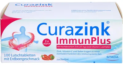 Immagine prodotto di Curazink ImmunPlus pastiglie al gusto di fragola, 100 compresse