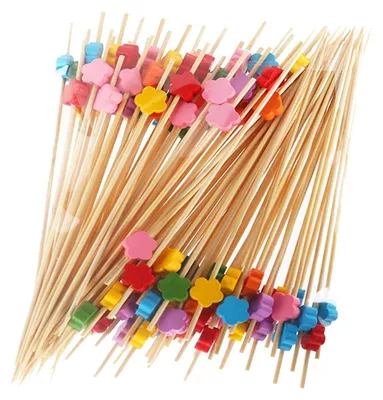 Produktbild von Cocktailspieße Holz Blumen 100 Stück 12cm Mehrfarbig