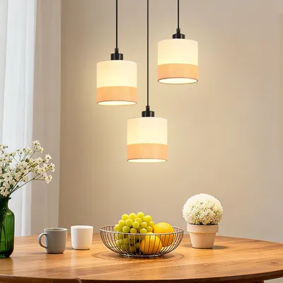 Immagine prodotto di ZMH lampada a sospensione tavolo da pranzo lampada a sospensione lampada a 3 fiamme tavolo da pranzo lampada bianca E27 cucina sala da pranzo lampada a sospensione per il soggiorno (senza lampadina)