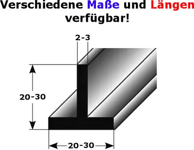 Produktbild von T-Profil "Albarracin" als Montageprofil / Bauprofil, aus Aluminium-1000-25 mm