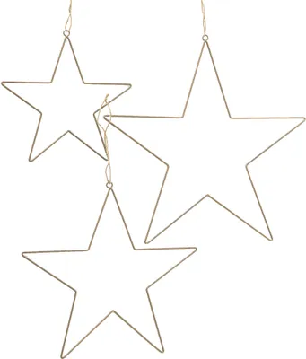 Immagine prodotto di Set di 3 stelle in ferro da appendere - 30 cm, 40 cm, 50 cm - Colore: oro