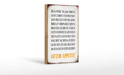 Produktbild von Holzschild Spruch 12x18cm Hände waschen guten Appetit
