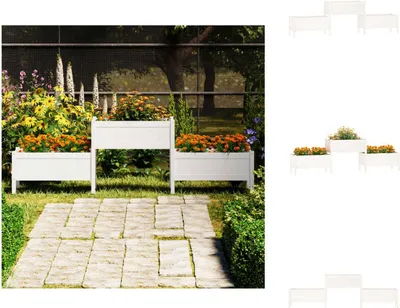 Image de vidaXL Bac à plantes blanc 245,5x44x75 cm Pin massif - Pots de fleurs & Jardinières