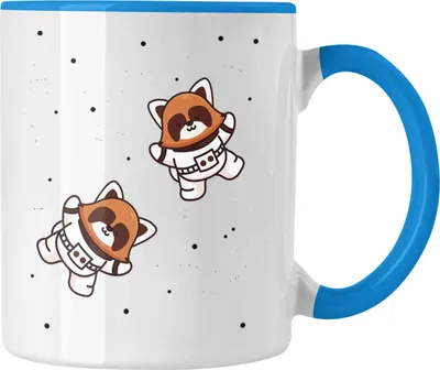 Produktbild von Trendation - Roter Panda Tasse Galaxie Kinder Geschenkidee für Jungs Mädchen Lustige Grafik (Blau)