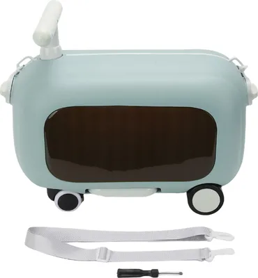 Immagine prodotto di Bagaglio per bambini, pedale ribaltabile a 90 gradi, grande capienza, valigia multifunzionale per bambini piccoli da viaggio, blu