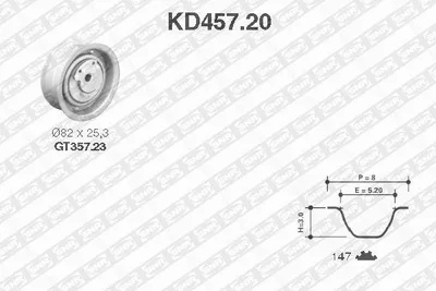Produktbild von SNR KD457.20 Zahnriemensatz für AUDI 80 Limousine (8C2, B4) 147-Zähne