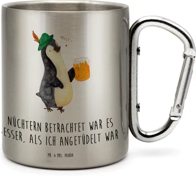 Produktbild von Mr. & Mrs. Panda Isolierbecher Pinguin Bier - Transparent - Geschenk, Metallbecher, , Edelstahlbecher, Beschwippst, Edelstahl, Thermobecher, Pinguine, Teetasse