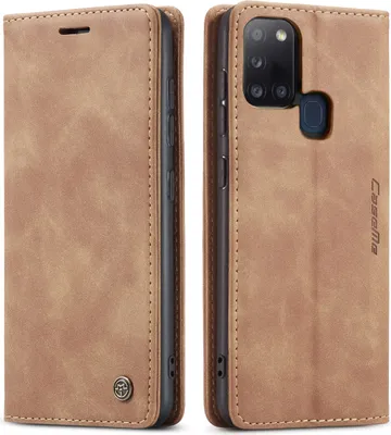 Produktbild von Samsung Galaxy A21S Hülle, LaimTop Retro Kunstledertasche mit Standfunktion Schutzhülle für Samsung Galaxy A21S Braun