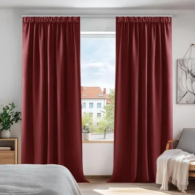 Produktbild von Verdunkelungsvorhänge Thermovorhänge mit Kräuselband 290x140 cm Rot 2er Set