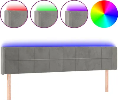 Produktbild von vidaXL LED Kopfteil Hellgrau 163x16x78/88 cm Samt