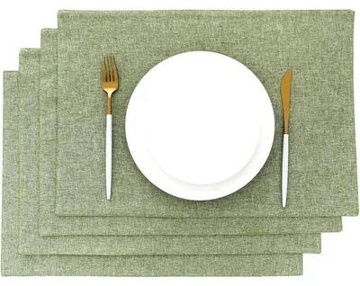 Productafbeelding van Stoffen placemats, groen, set van 4, 48 x 33 cm, tafelonderlegger, grasgroen
