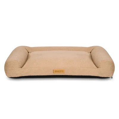 Productafbeelding van Groot hondenbed, hondenbank, hondenmand, wasbaar - Kleur: boucle, beige - Hondenmat, maat L - 83x50 cm