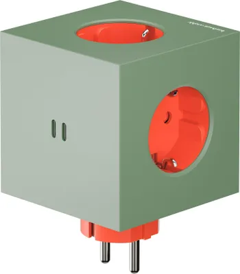 Produktbild von AVOLT Mehrfachstecker SQUARE 2 Bauhaus Edition orange grün | 7,6x11,3cm