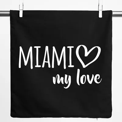 Produktbild von Huuraa Kissenbezug Miami my love 40x40cm Black Baumwolle Dekokissenbezug Geschenkidee