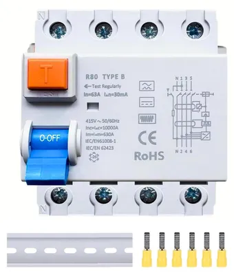 Productafbeelding van FI Stroomonderbreker 63A - 30mAh, 4-polig Type B