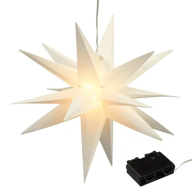 Produktbild von Adventsstern 35 cm mit 15 LED warmweiß für Außen - Weihnachtsdeko Timer Batterie