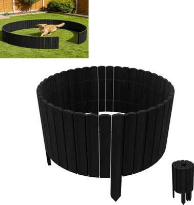 Produktbild von XINZI Holz Beeteinfassung Beeteinfassung Palisade im Holzdesign staketenzaun für Blumenbeet, Terrasse & Gartenweg Höhe 40 cm 200 cm Lang, Anthrazit