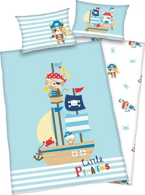 Obrázok produktu pre Renforcé posteľná bielizeň Lara Little Pirates 100 x 135/60 x 40 cm Stand.-Var.